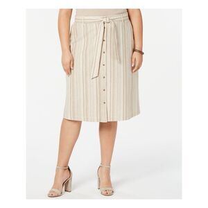 BAR III Womens Belted Midi A-Line Skirt